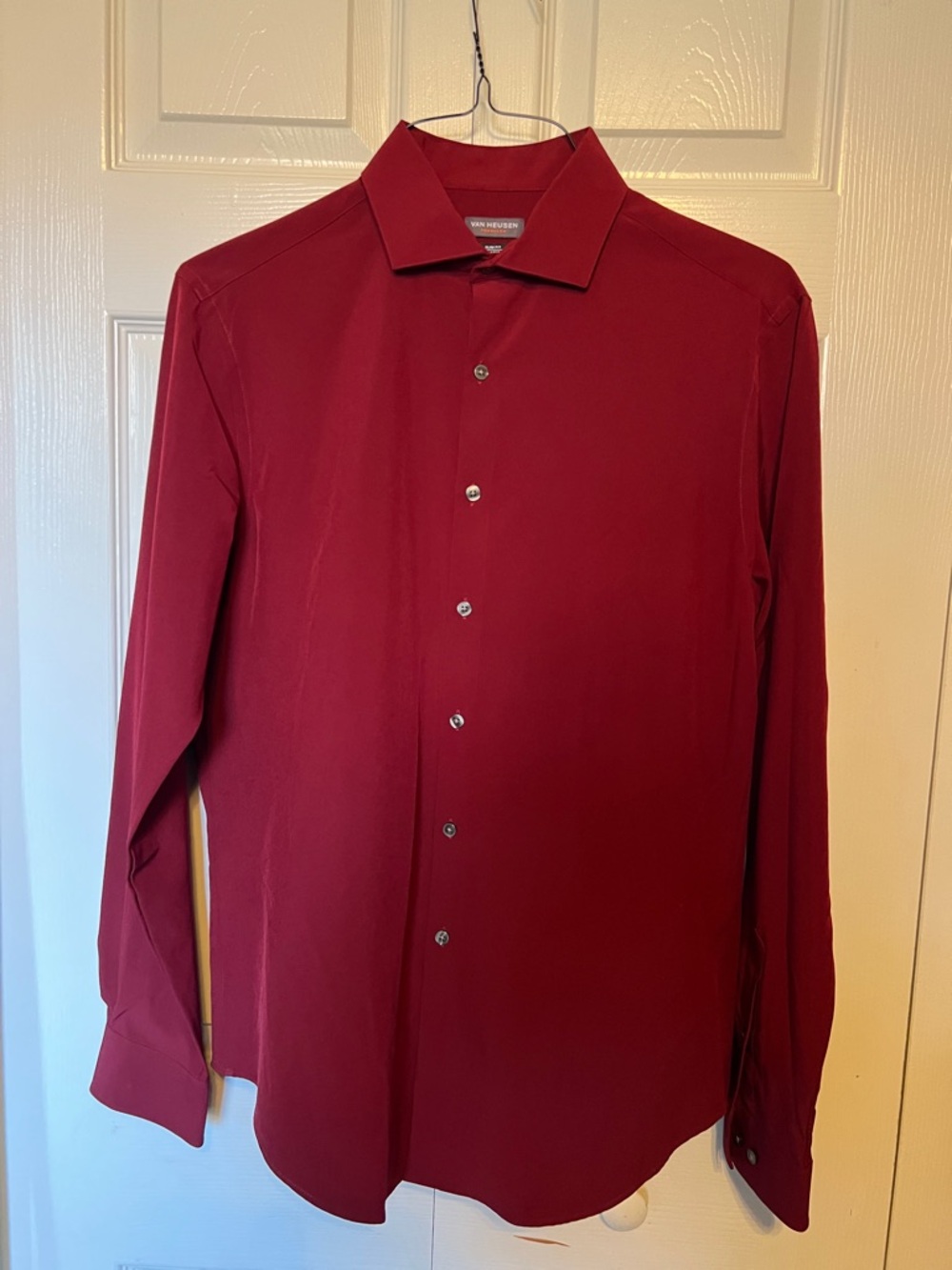 Van Heusen Men's Long-Sleeve Dress Shirt - Burgundy Red Size 15 34/35